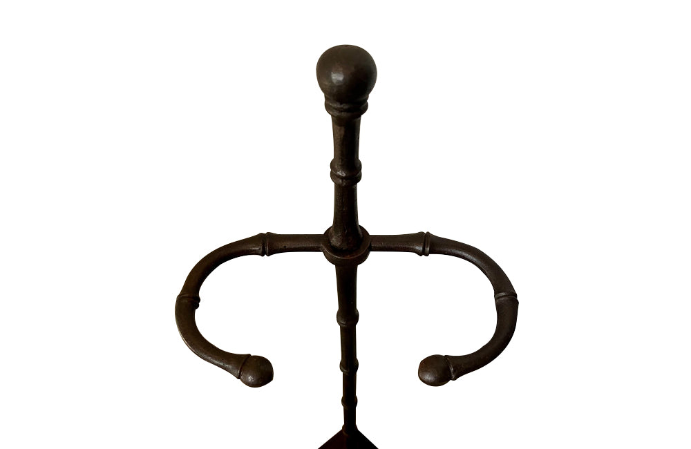 Elegantly simple late 19th Century French iron faux bamboo umbrella or stick stand.