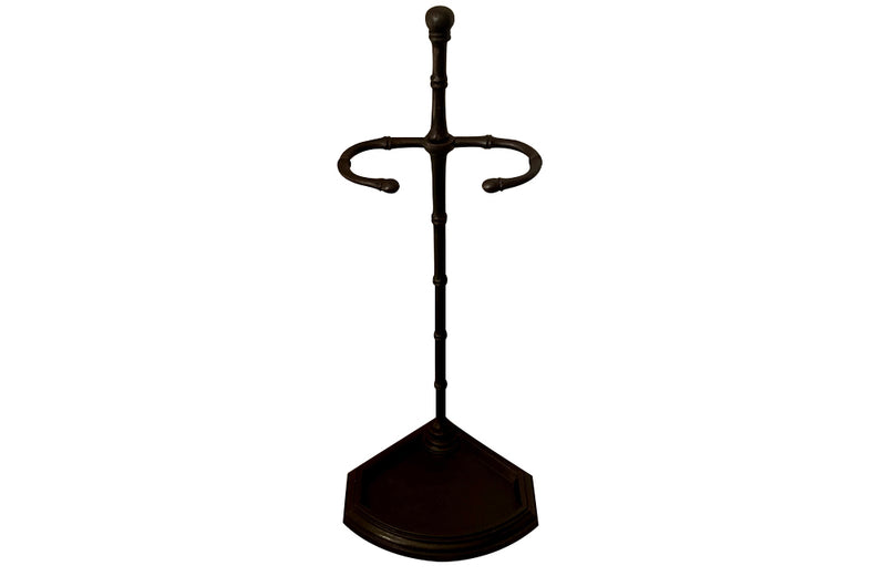 Elegantly simple late 19th Century French iron faux bamboo umbrella or stick stand.