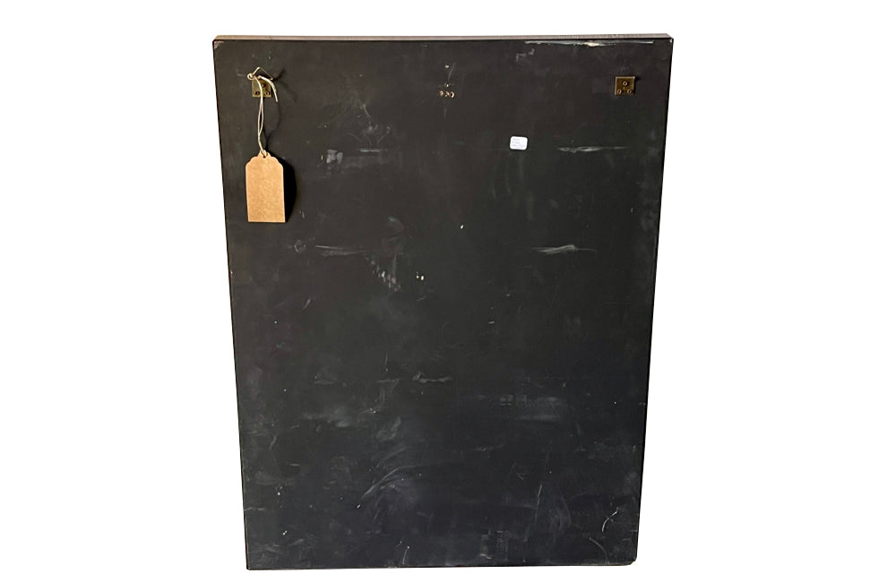 1970s mirror with burgundy acrylic frame and brass banding. Italian