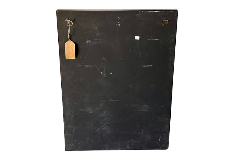 1970s mirror with burgundy acrylic frame and brass banding. Italian