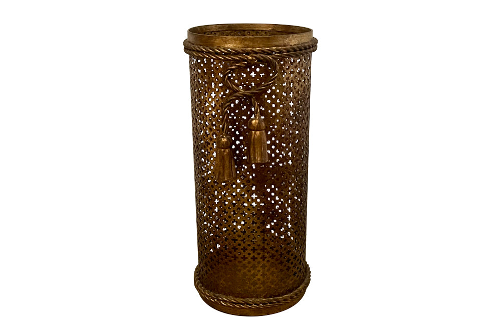 Mid-Century Italian gilt metal umbrella or stick stand attriuted to Li Puma