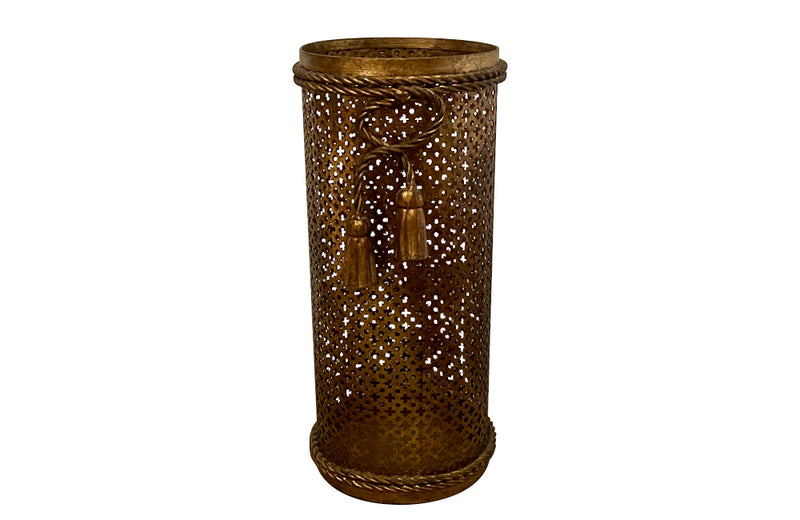 Mid-Century Italian gilt metal umbrella or stick stand attriuted to Li Puma