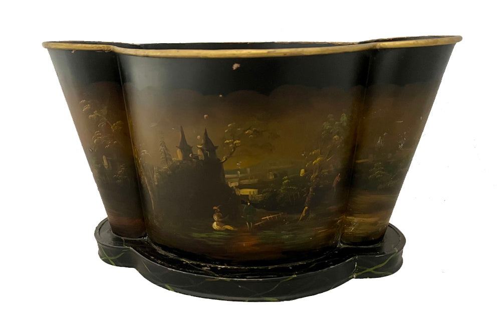 Decorative painted tole wine cooler/ rafraichissoir or cache pot circa mid 20th century