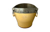 Large pewter champagne bucket encased in leather with ringed handles for Lanson Champagne