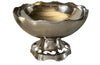 Large French silver plate champagne cooler vasque with the rim and foot shaped and the base decorated with cut out shapes.