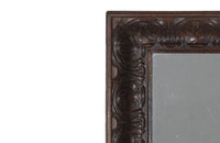 Large 19th Century French oak mirror with a beautifully deep carved oak acanthus motif frame.