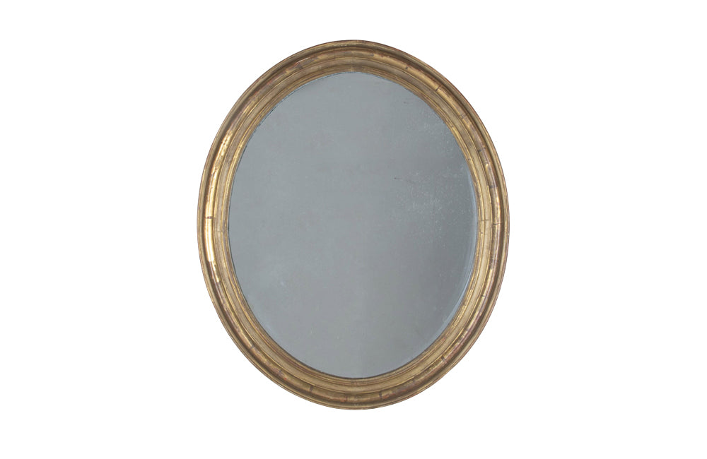 Large 19th Century French Oval Giltwood Mirror