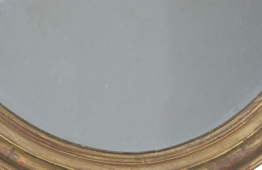 Large 19th Century French Oval Giltwood Mirror