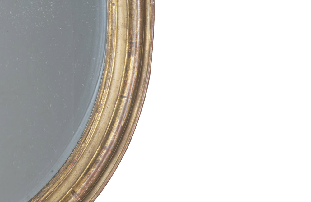 Large 19th Century French Oval Giltwood Mirror