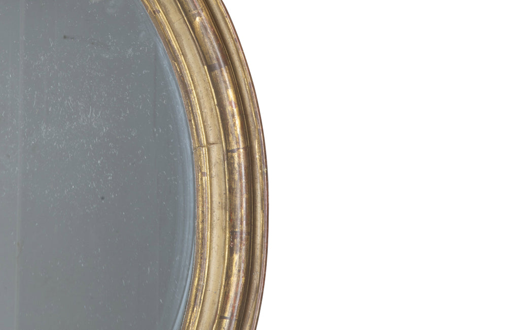 Large 19th Century French Oval Giltwood Mirror