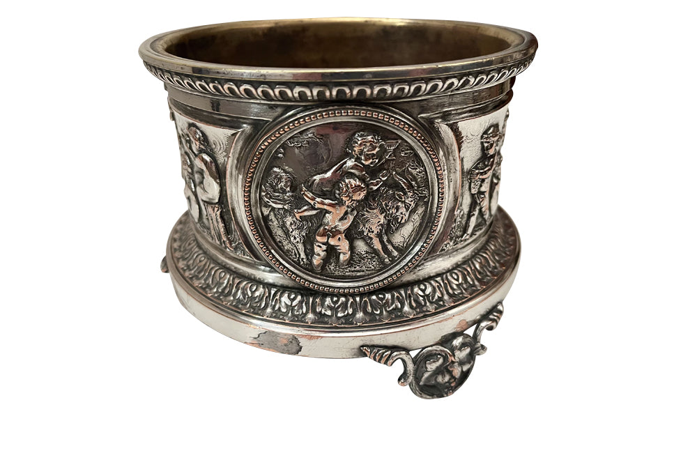 Late 19th Century French Silver-Plated Bacchanalian Bottle Coaster