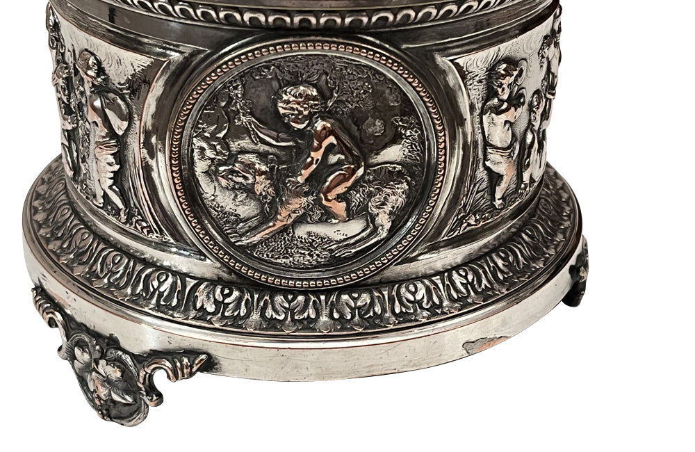 Late 19th Century French Silver-Plated Bacchanalian Bottle Coaster