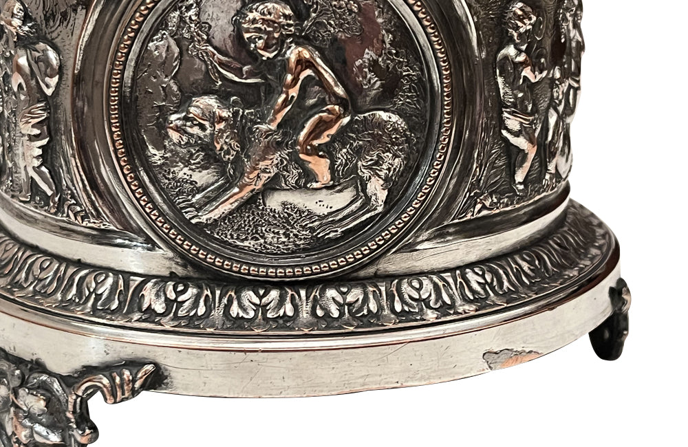 Late 19th Century French Silver-Plated Bacchanalian Bottle Coaster