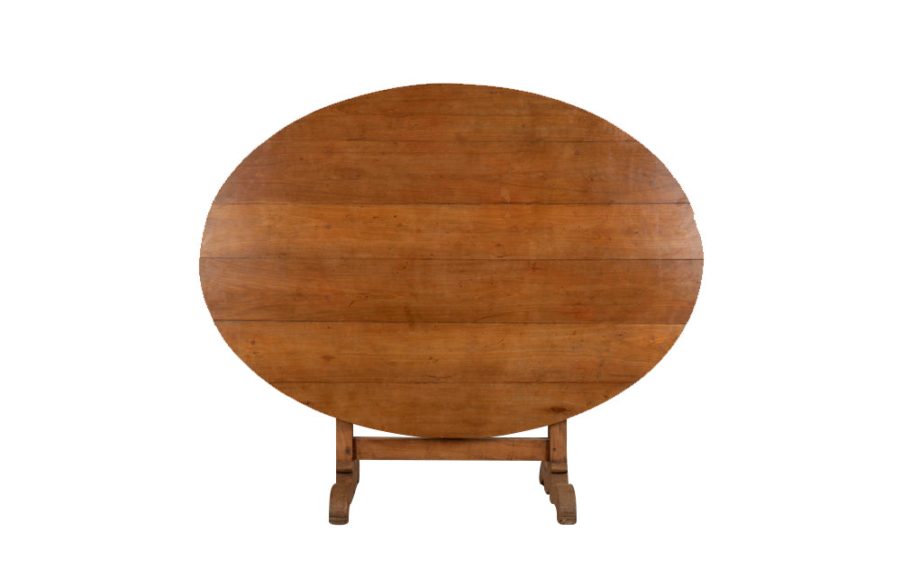 Large 19th Century French Cherrywood Oval Vigneron Table