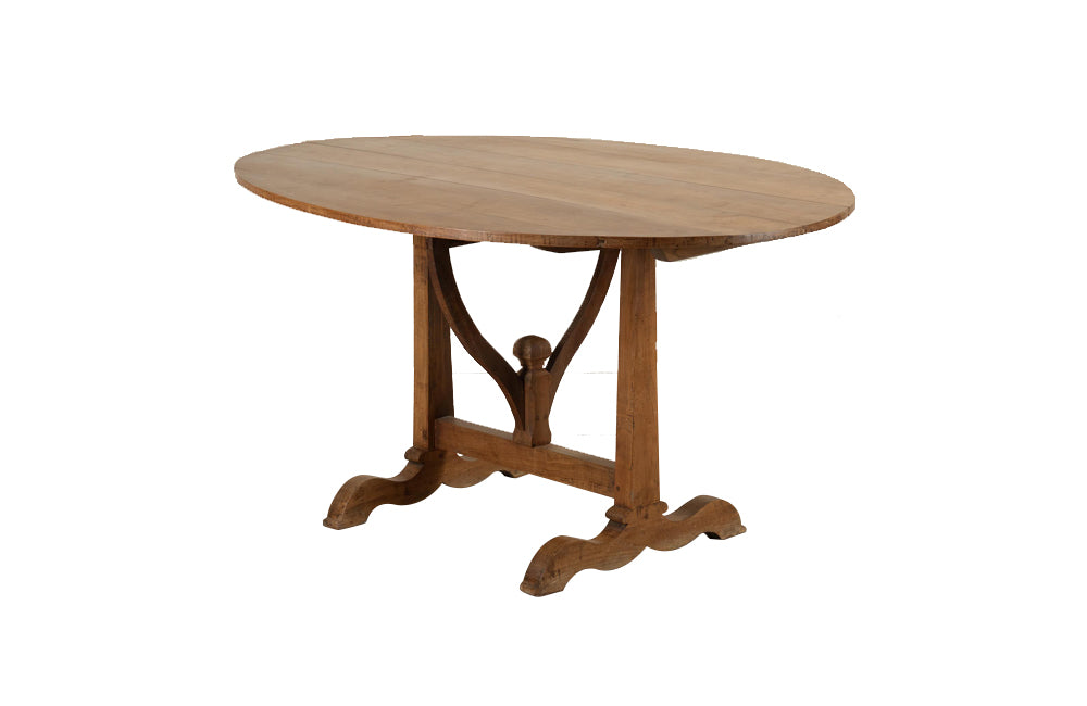 Large 19th Century French Cherrywood Oval Vigneron Table