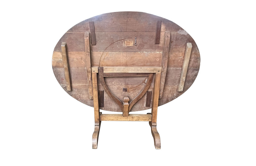 Large 19th Century French Cherrywood Oval Vigneron Table