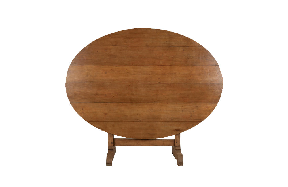 Large 19th Century French Cherrywood Oval Vigneron Table