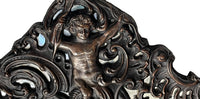 Early 20th Century French Repoussé Brass Cushion Mirror with Cupid Crest