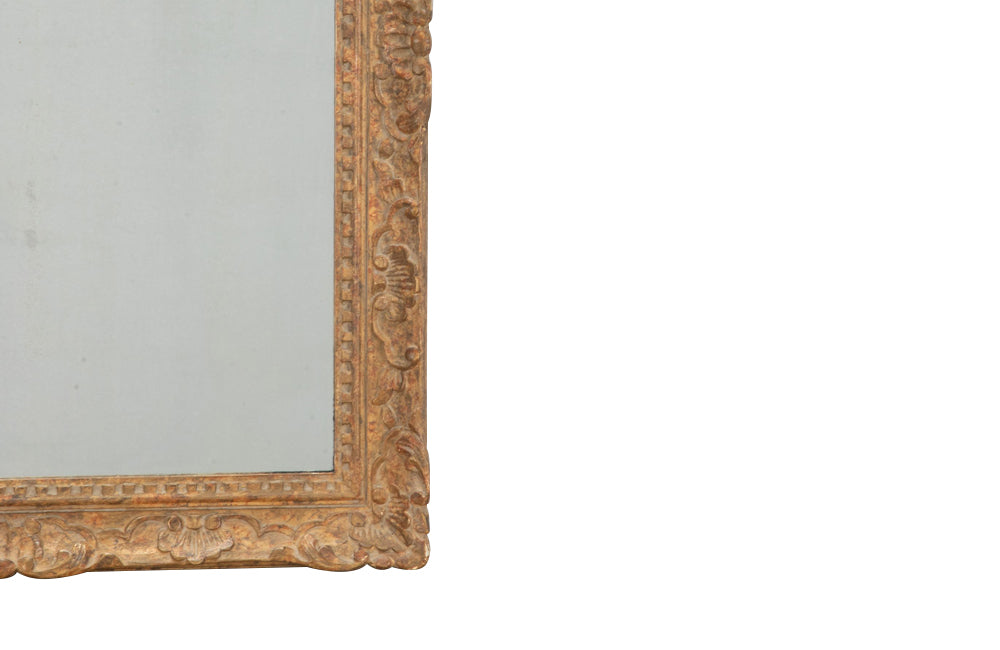 Beautiful large French mirror with old mirror glass and Montparnasse frame with original paint and lovely patination.