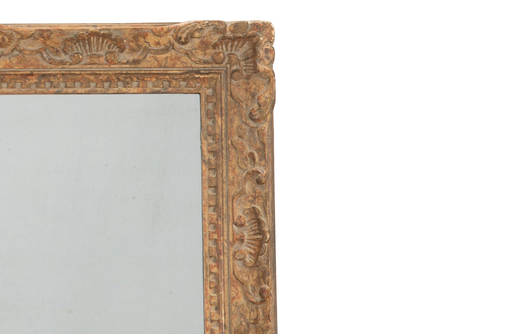 Beautiful large French mirror with old mirror glass and Montparnasse frame with original paint and lovely patination.