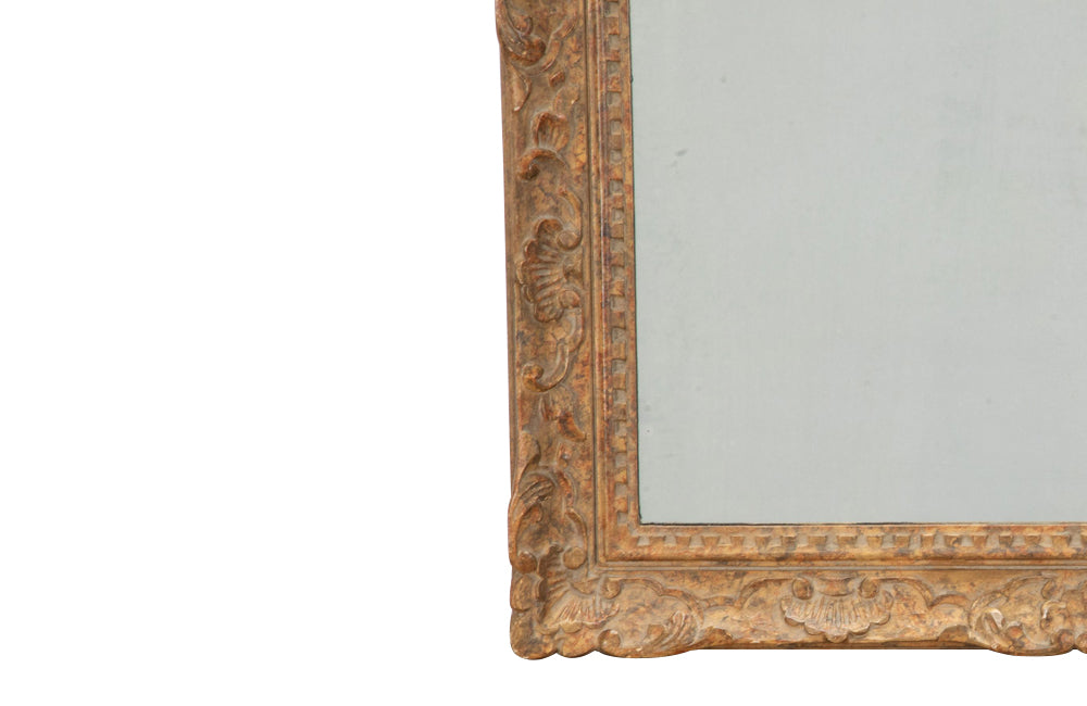 Beautiful large French mirror with old mirror glass and Montparnasse frame with original paint and lovely patination.