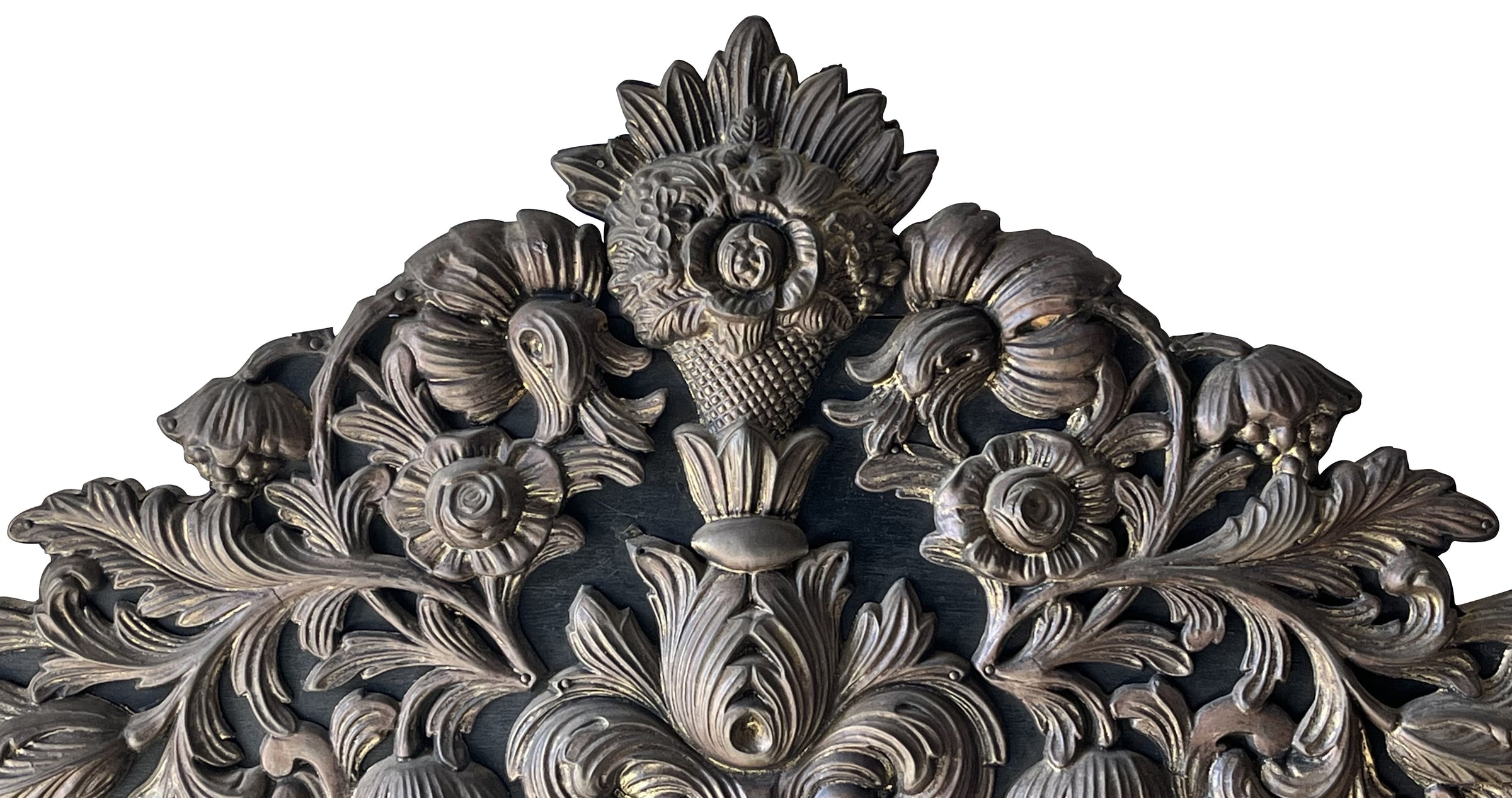 Large Late 19th Century French Cushion Mirror With Floral Motifs