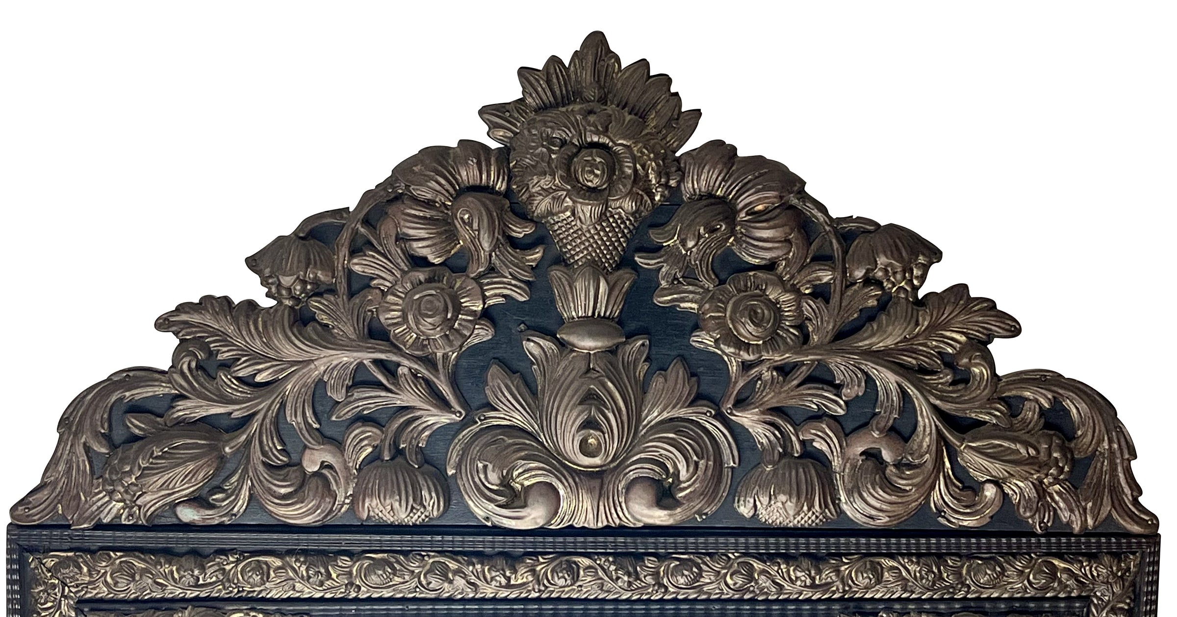 Large Late 19th Century French Cushion Mirror With Floral Motifs