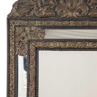 LARGE LATE 19TH CENTURY FRENCH CUSHION MIRROR WITH FLORAL MOTIFS