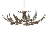 Large Mid-Century Spanish foliate ceiling light with eight branched bulb holders.
