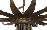 Large Mid-Century Spanish foliate ceiling light with eight branched bulb holders.