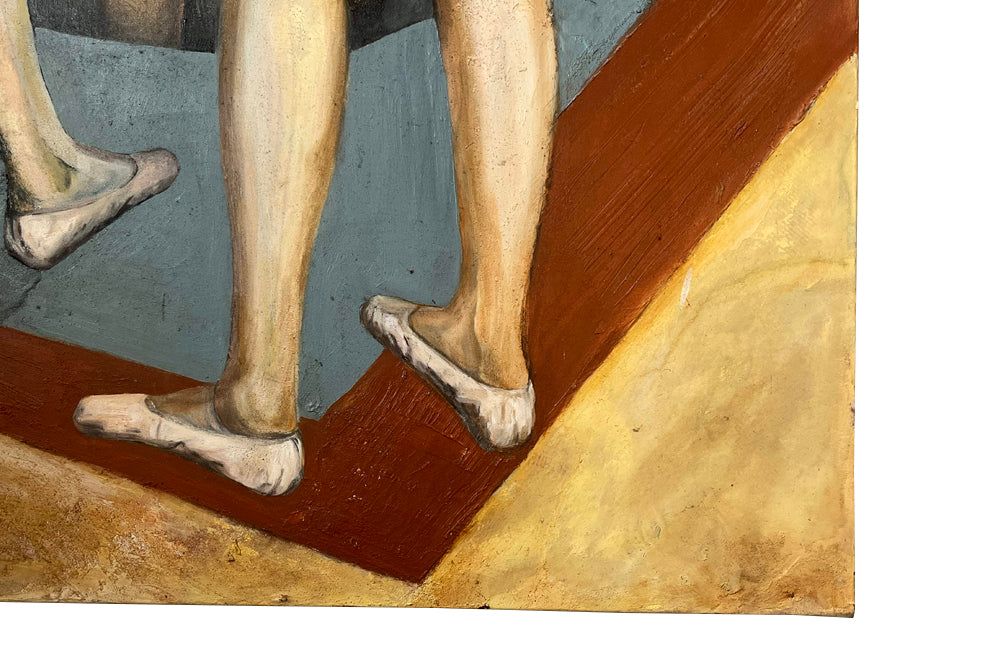 Large 20th Century Oil On Canvas Painting 'The Ballet Class'