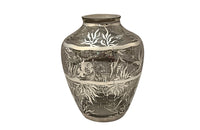 Beautiful mid century crystal vase with silver overlay by the renown French glass makers Saint Graal.