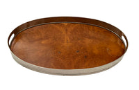 Large Mid-Century Spanish Oval Burr Wood Tray