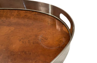 Large Mid-Century Spanish Oval Burr Wood Tray