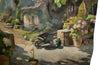 Antique painting of a French Country house garden. 