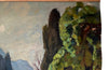 Antique painting of a French Country house garden. 