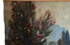 Antique painting of a French Country house garden. 
