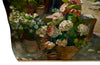 Antique painting of a French Country house garden. 