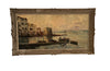 Large mid-20th Century oil on canvas painting of fishing boats off the Saint Tropez coast.