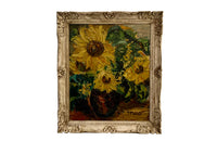 Large 20th Century French oil on canvas painting entitked 'Tournesols' (Sunflowers)