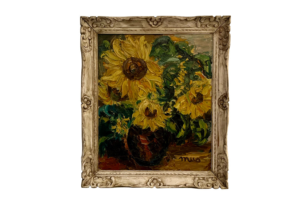 Large 20th Century French oil on canvas painting entitked 'Tournesols' (Sunflowers)