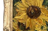 LARGE FRENCH FRAMED STILL LIFE PAINTING OF SUNFLOWERS -CURRENTLY RESERVED-