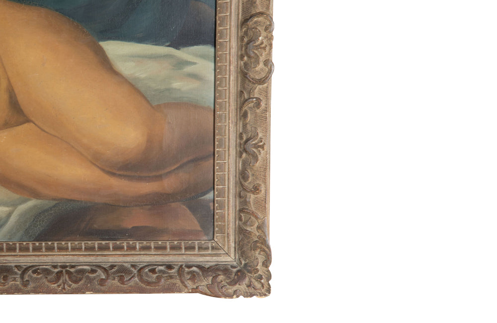 Large 20th Century French School Montparnasse Reclining Nude Painting By G. Besancenot ,1932