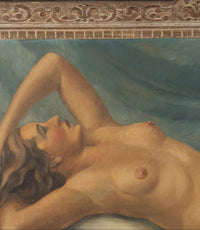 Large 20th Century French School Montparnasse Reclining Nude Painting By G. Besancenot ,1932