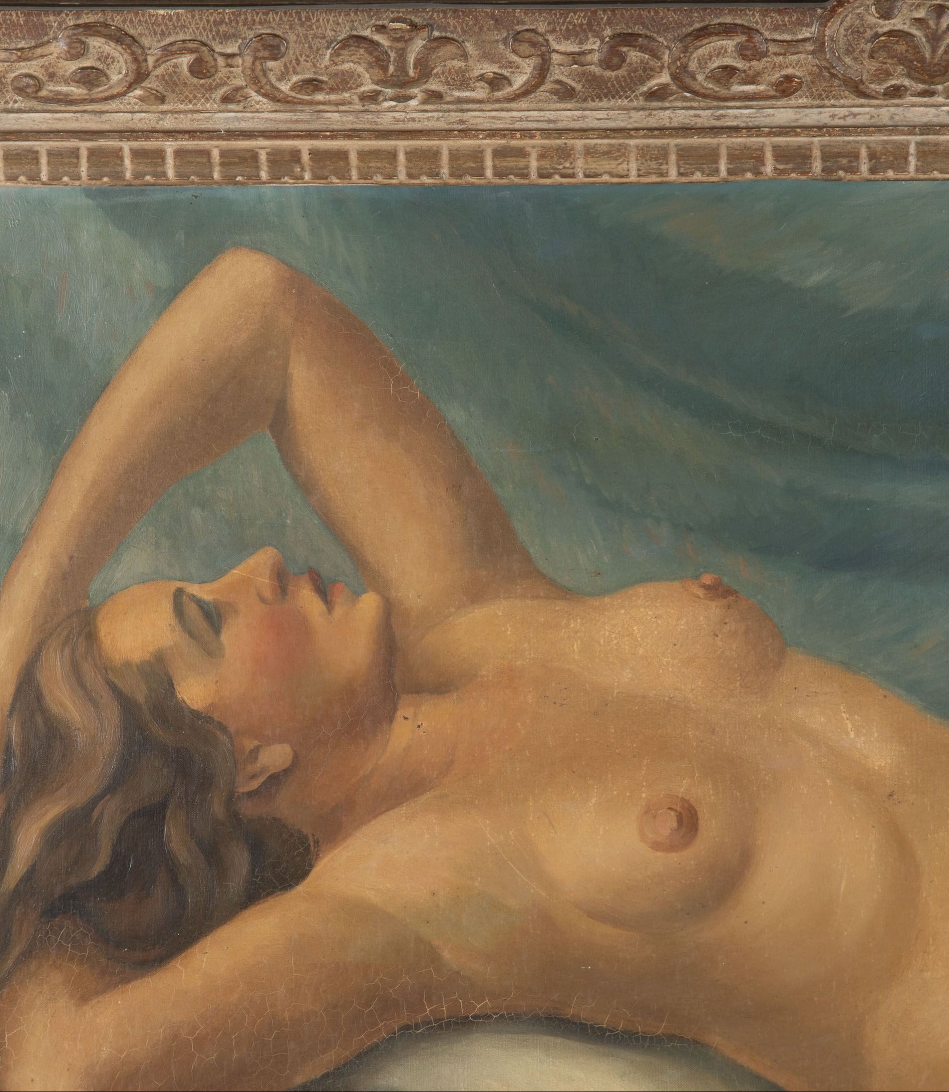 Large 20th Century French School Montparnasse Reclining Nude Painting By G. Besancenot ,1932