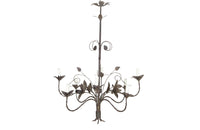 Large mid 20th century French Iion floral and foliate chandelier
