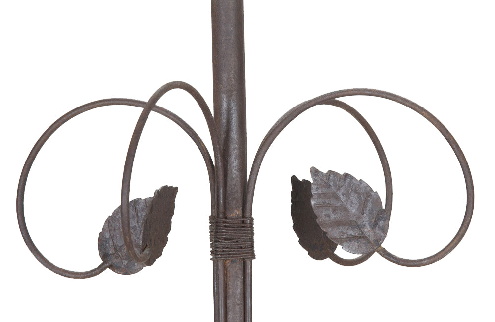 Large mid 20th century French Iion floral and foliate chandelier