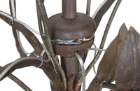 Large mid 20th century French Iion floral and foliate chandelier