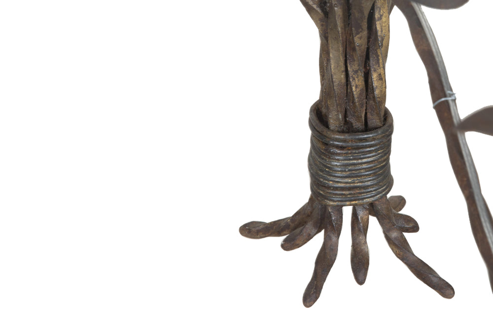 Large mid 20th century French Iion floral and foliate chandelier