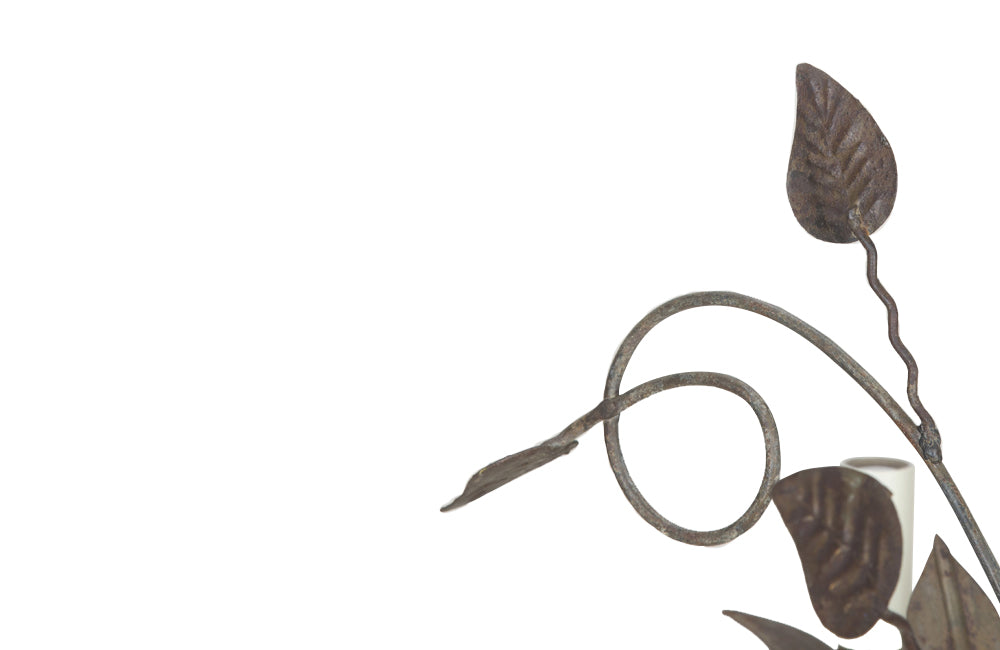 Large mid 20th century French Iion floral and foliate chandelier